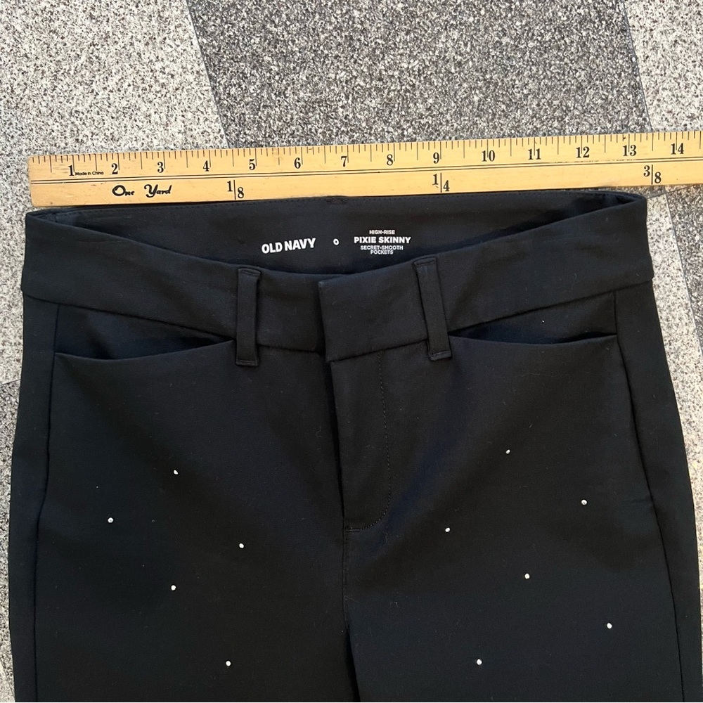 Old Navy Women's Rhinestone High Rise Pixie Skinny Pants- Black 0 - Picture 10 of 12